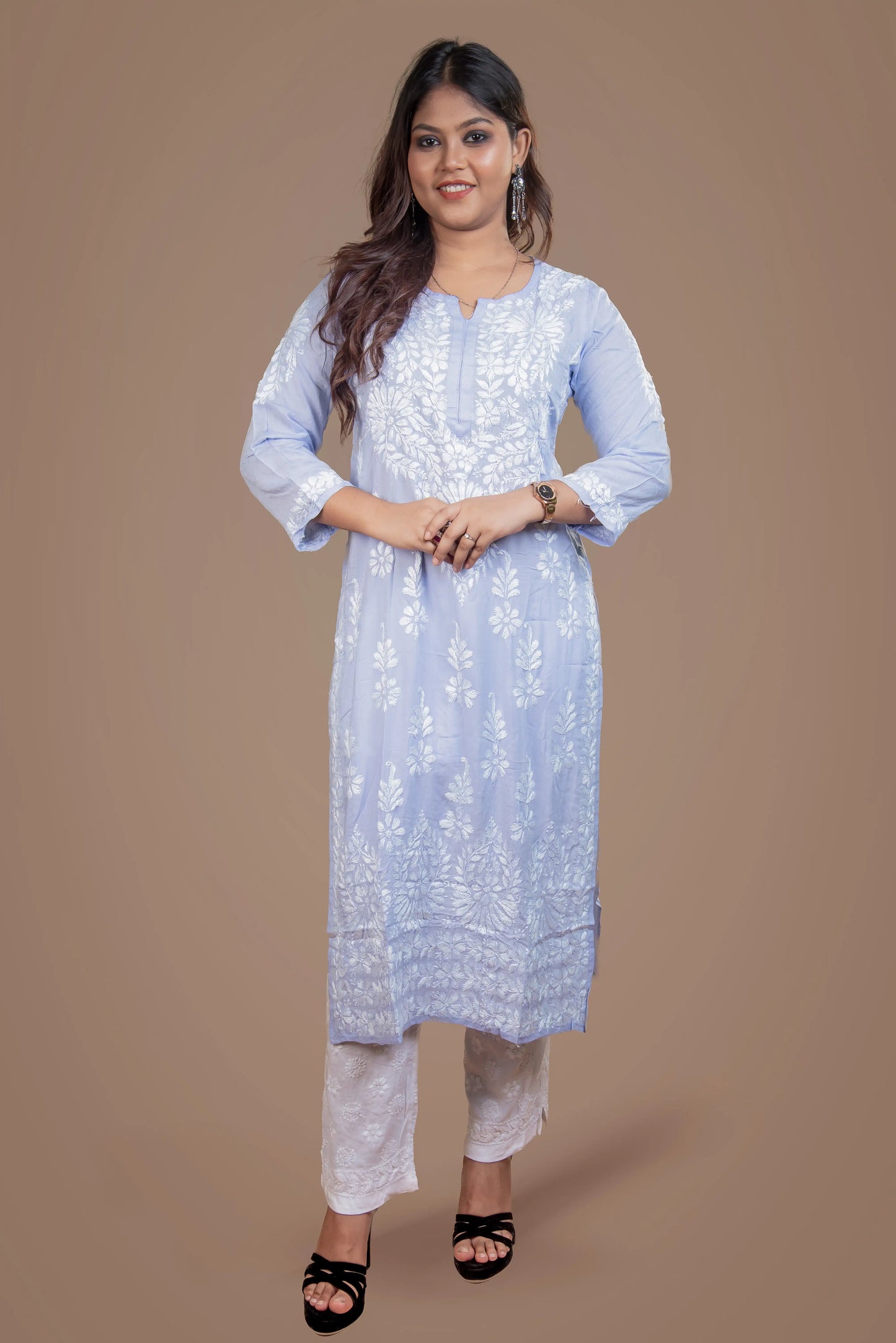 Lavender Chikankari Kurti