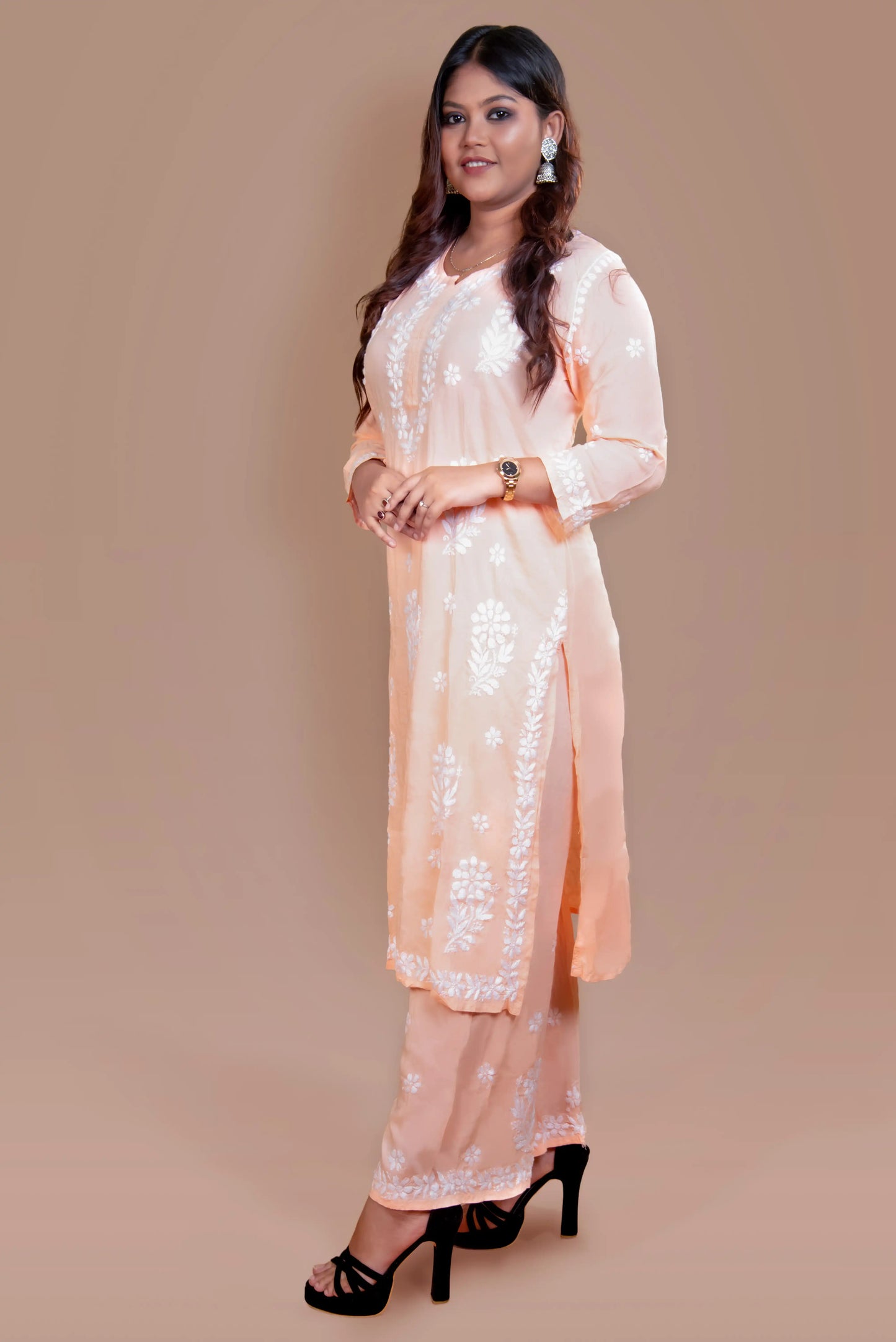 Cream Chikankari Kurta Set