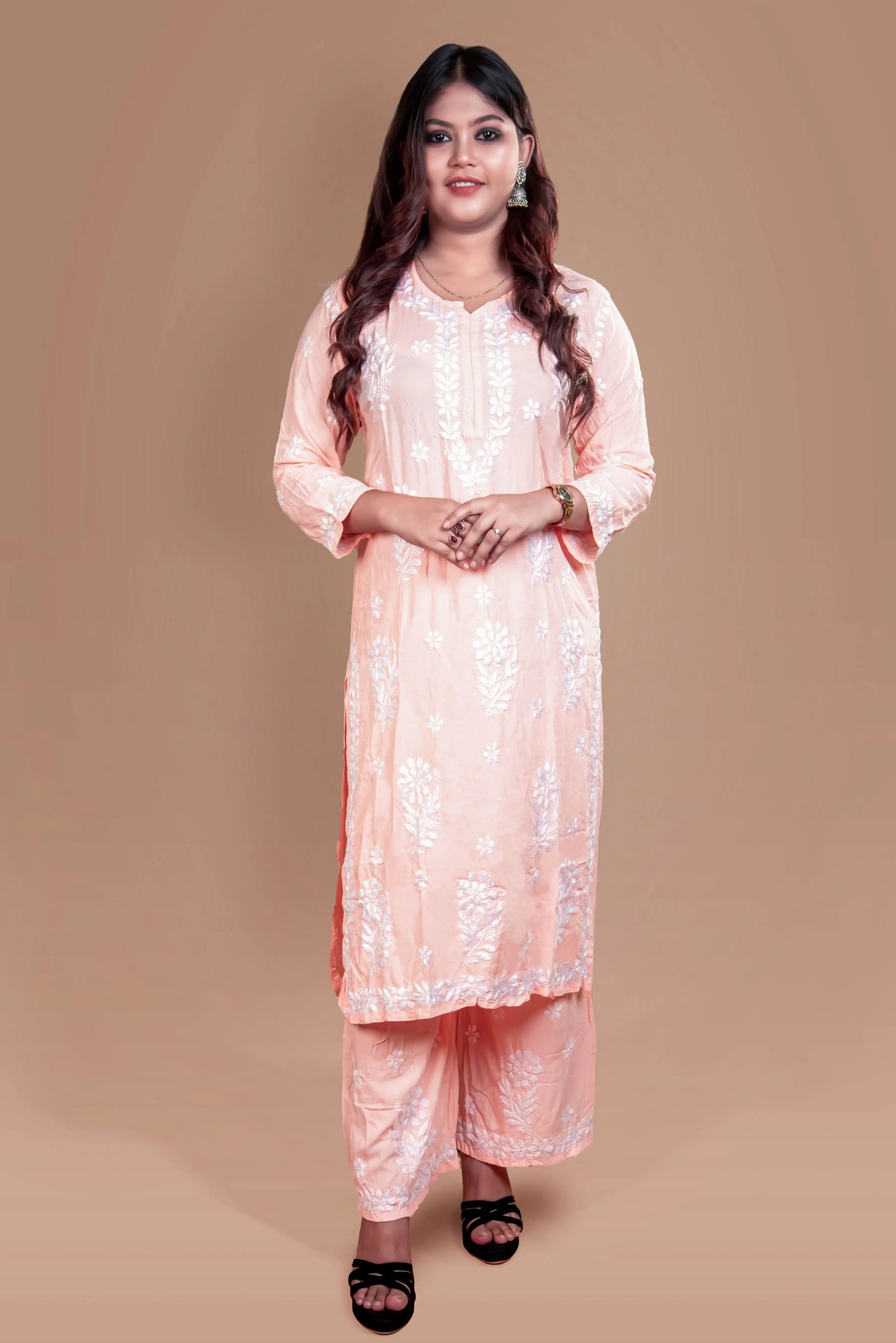 Cream Chikankari Kurta Set