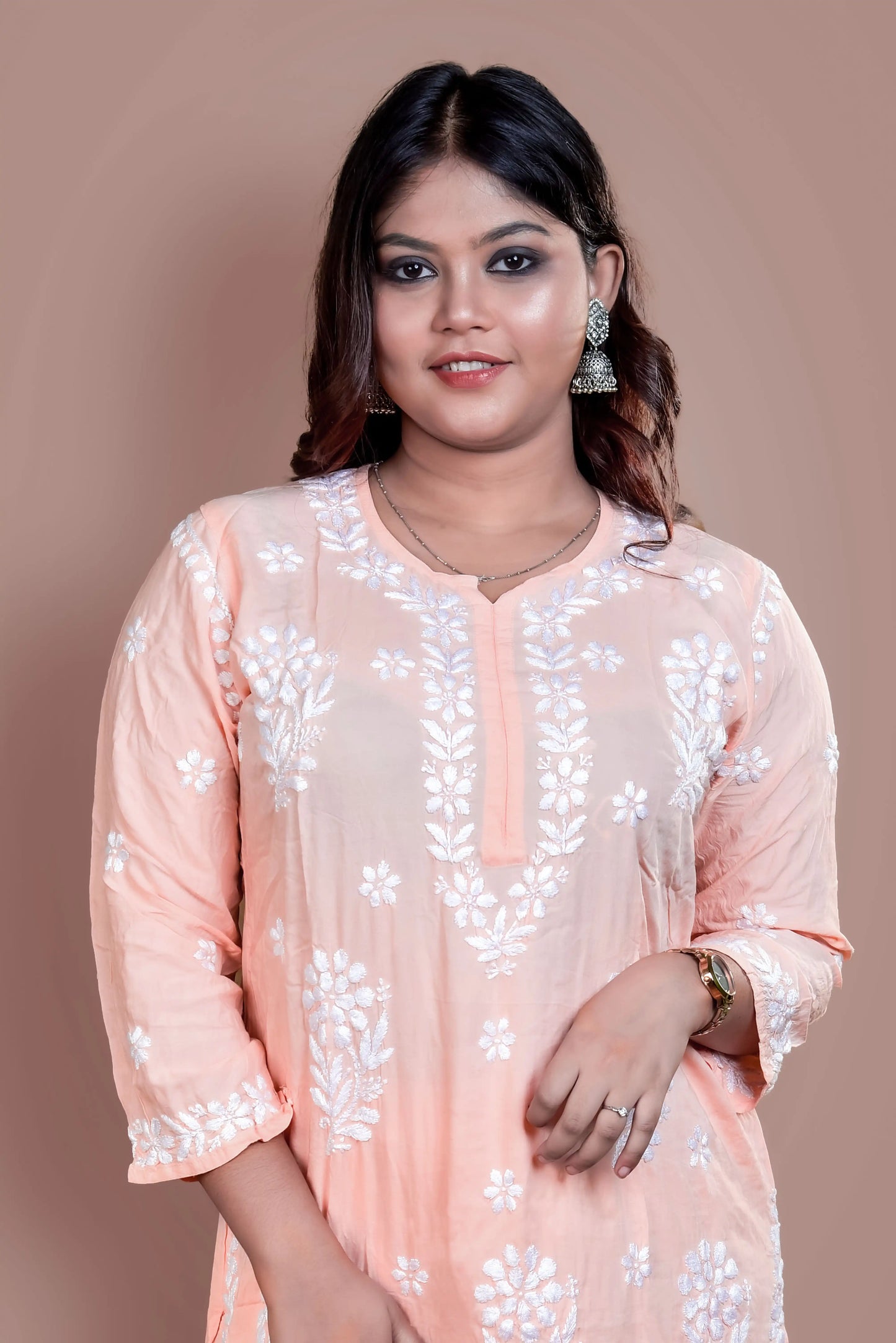 Cream Chikankari Kurta Set