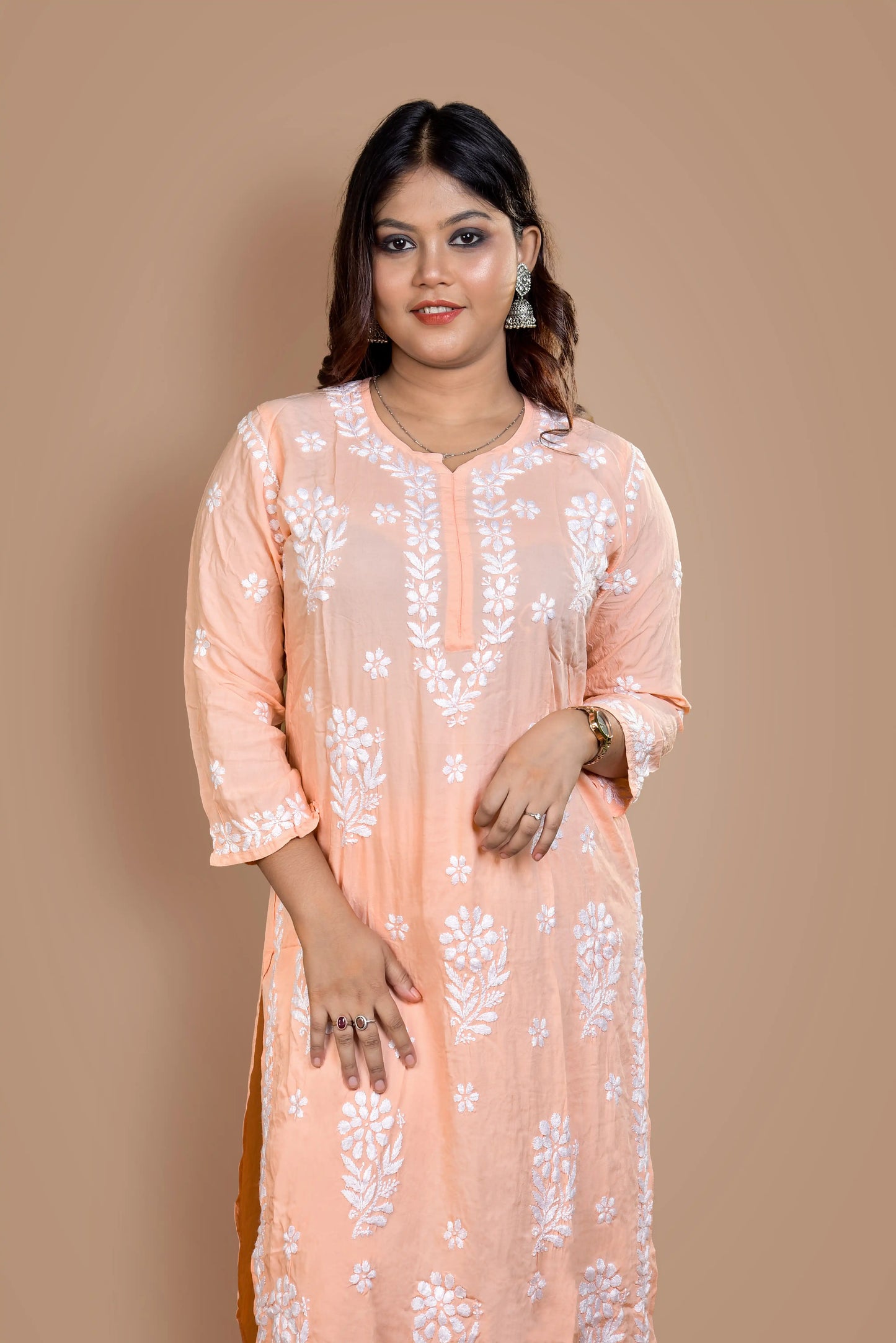 Cream Chikankari Kurta Set
