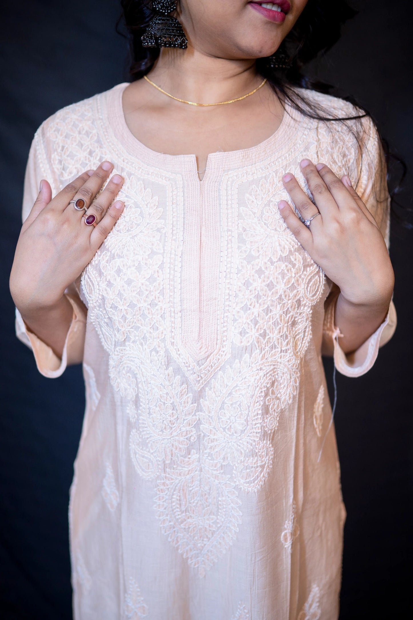 Silk Chikankari Kurti