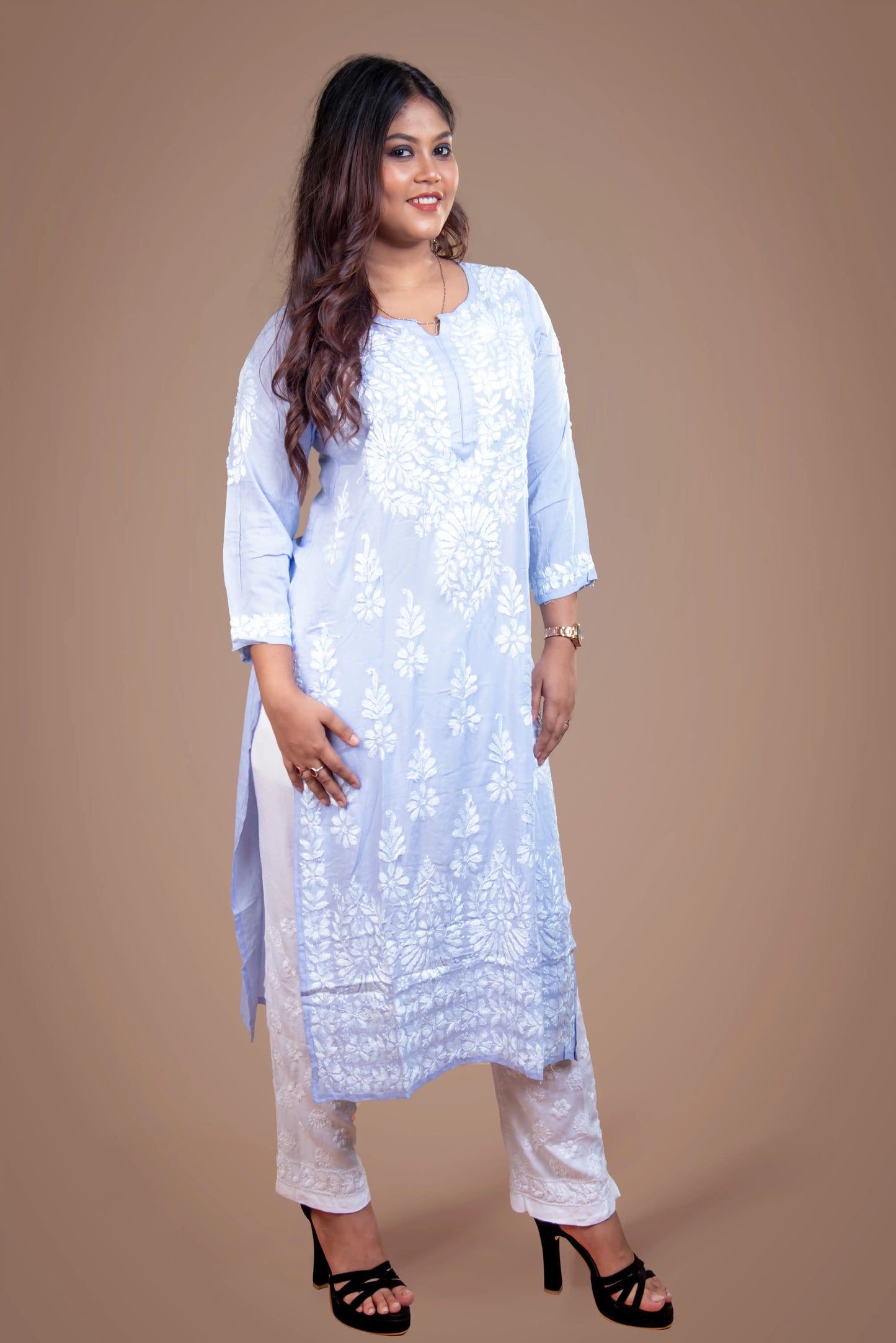 Lavender Chikankari Kurti