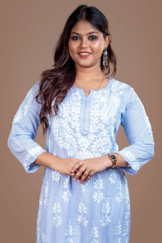Lavender Chikankari Kurti