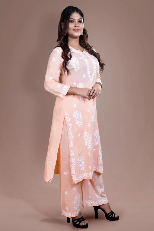 Cream Chikankari Kurta Set