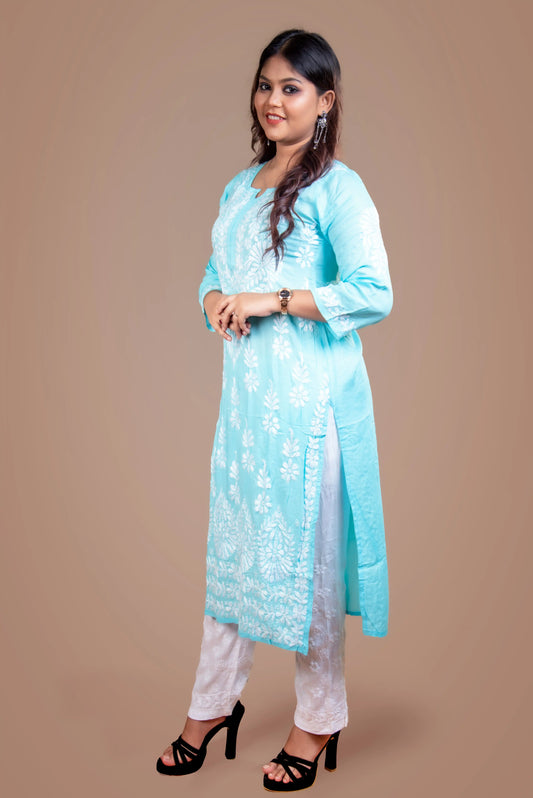 Sky Blue Chikankari Kurti