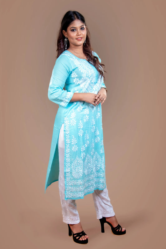 Sky Blue Chikankari Kurti