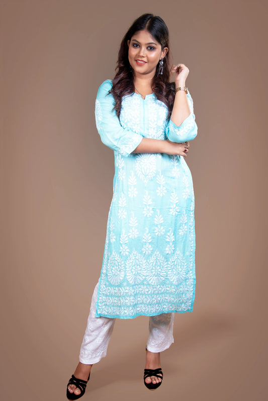 Sky Blue Chikankari Kurti