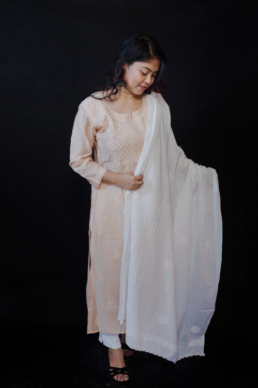 Silk Chikankari Kurti