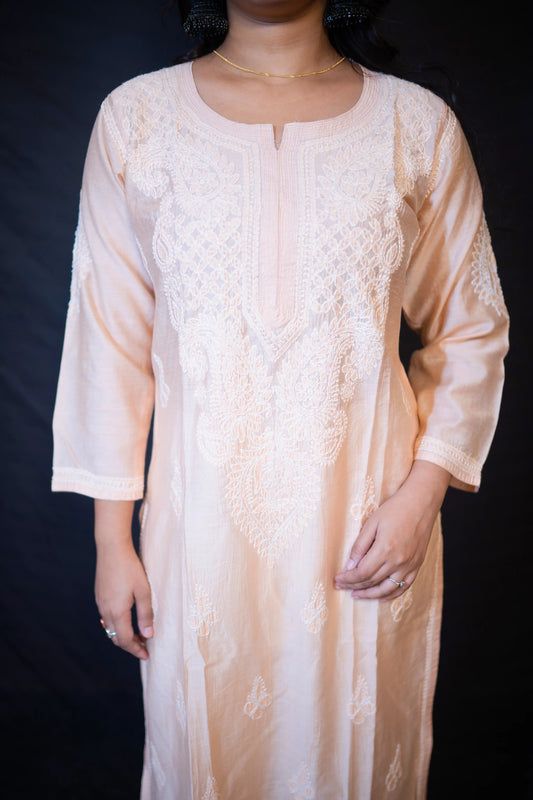 Silk Chikankari Kurti